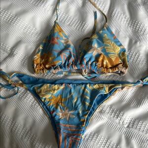 Billabong Tropical Blue and Gold Bikini